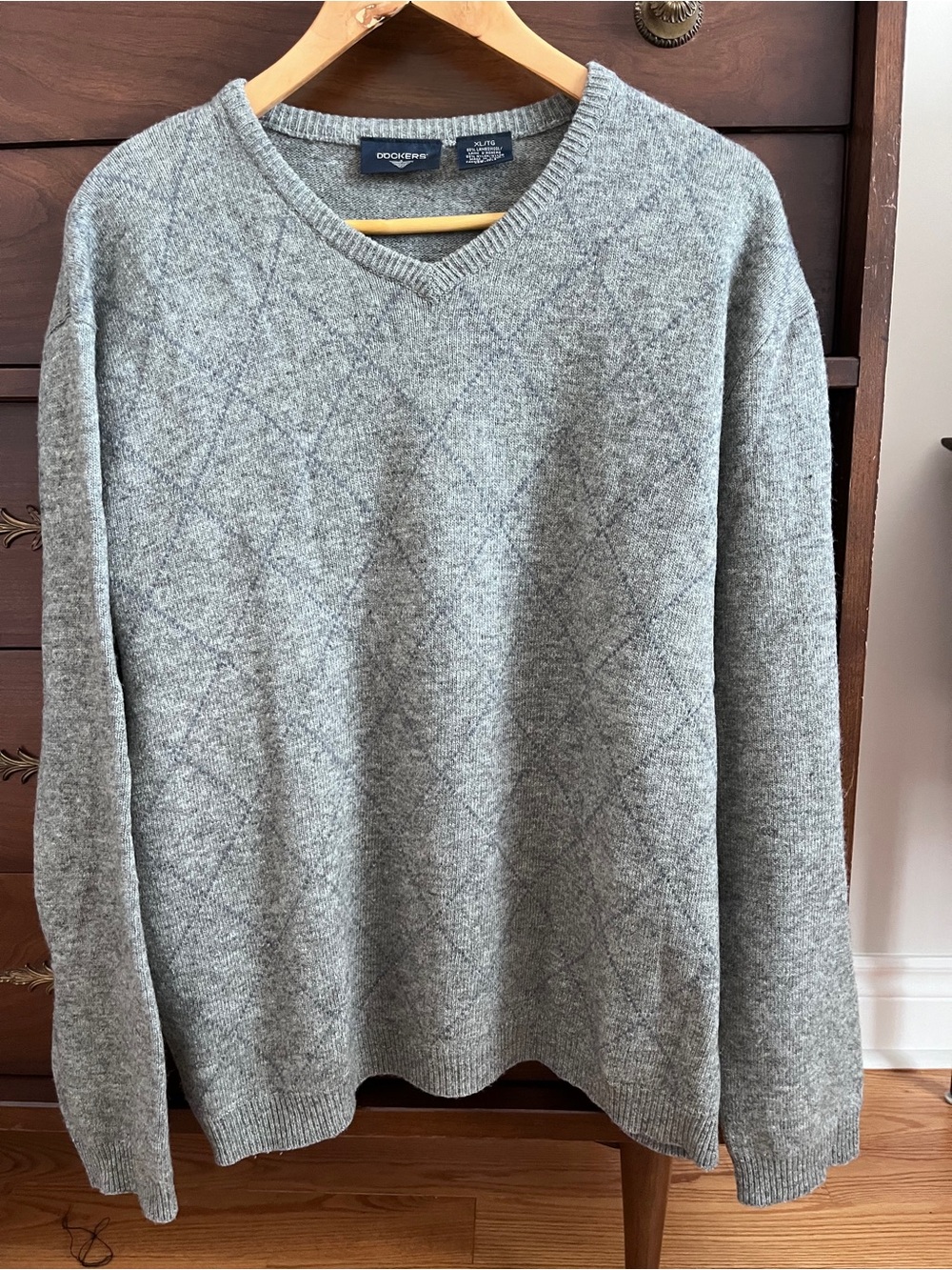 Vintage Dockers Lambswool Grey Argyle Sweater